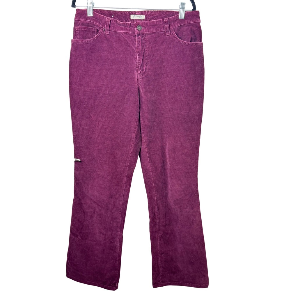 St. John's Bay Corduroy Pants Women 10 Purple Stretch Bootcut
